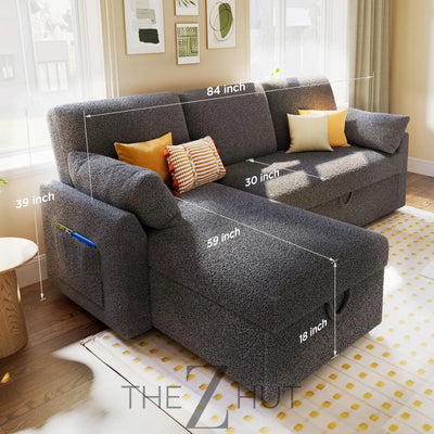 VanAcc Sleeper Sofa, Sofa Bed- 2 in 1 Pull Out Couch Bed with Storage Chaise for Living Room, White Sherpa Couch THE Z HUT