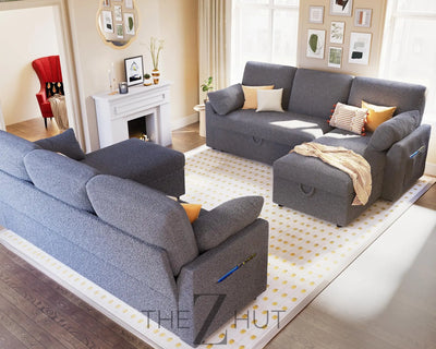 VanAcc Sleeper Sofa, Sofa Bed- 2 in 1 Pull Out Couch Bed with Storage Chaise for Living Room, White Sherpa Couch THE Z HUT