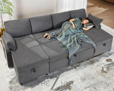 VanAcc Sleeper Sofa, Sofa Bed- 2 in 1 Pull Out Couch Bed with Storage Chaise for Living Room, White Sherpa Couch THE Z HUT