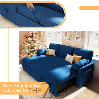 VanAcc Sleeper Sofa, Sofa Bed- 2 in 1 Pull Out Couch Bed with Storage Chaise for Living Room, White Sherpa Couch THE Z HUT