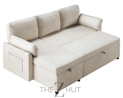 VanAcc Sleeper Sofa, Sofa Bed- 2 in 1 Pull Out Couch Bed with Storage Chaise for Living Room, White Sherpa Couch THE Z HUT