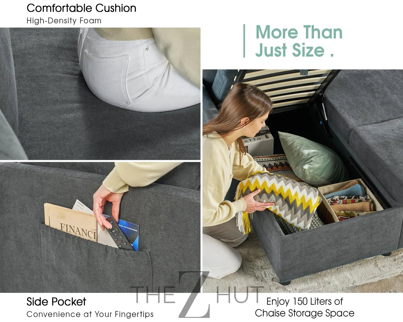 VanAcc Sleeper Sofa, Sofa Bed- 2 in 1 Pull Out Couch Bed with Storage Chaise for Living Room, White Sherpa Couch THE Z HUT
