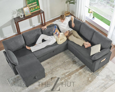 VanAcc Sleeper Sofa, Sofa Bed- 2 in 1 Pull Out Couch Bed with Storage Chaise for Living Room, White Sherpa Couch THE Z HUT