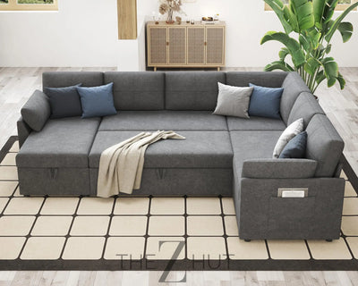 VanAcc Sleeper Sofa, Sofa Bed- 2 in 1 Pull Out Couch Bed with Storage Chaise for Living Room, White Sherpa Couch THE Z HUT