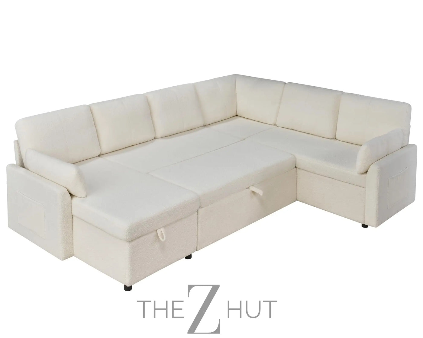 VanAcc Sleeper Sofa, Sofa Bed- 2 in 1 Pull Out Couch Bed with Storage Chaise for Living Room, White Sherpa Couch THE Z HUT