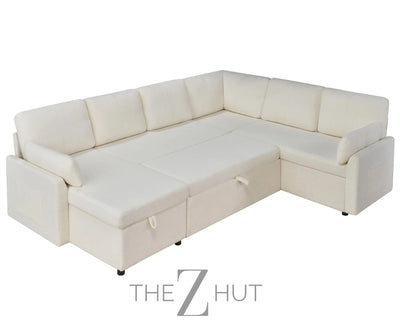 VanAcc Sleeper Sofa, Sofa Bed- 2 in 1 Pull Out Couch Bed with Storage Chaise for Living Room, White Sherpa Couch THE Z HUT