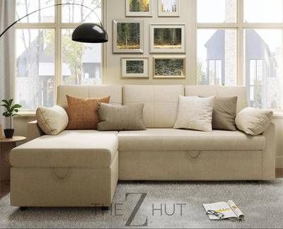 VanAcc Sleeper Sofa, Sofa Bed- 2 in 1 Pull Out Couch Bed with Storage Chaise for Living Room, White Sherpa Couch THE Z HUT