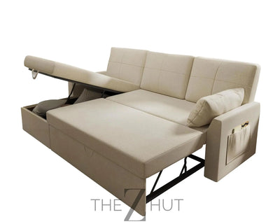 VanAcc Sleeper Sofa, Sofa Bed- 2 in 1 Pull Out Couch Bed with Storage Chaise for Living Room, White Sherpa Couch THE Z HUT