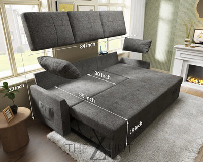 VanAcc Sleeper Sofa, Sofa Bed- 2 in 1 Pull Out Couch Bed with Storage Chaise for Living Room, White Sherpa Couch THE Z HUT