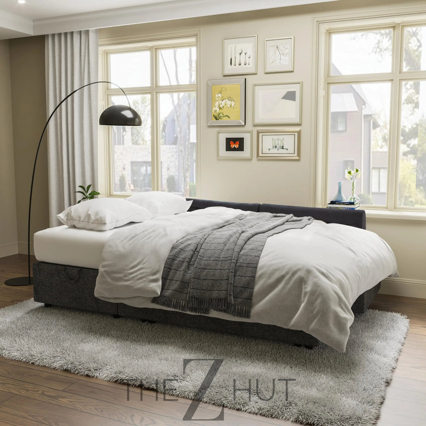 VanAcc Sleeper Sofa, Sofa Bed- 2 in 1 Pull Out Couch Bed with Storage Chaise for Living Room, White Sherpa Couch THE Z HUT