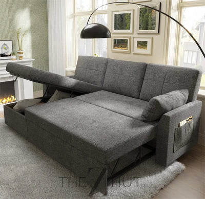 VanAcc Sleeper Sofa, Sofa Bed- 2 in 1 Pull Out Couch Bed with Storage Chaise for Living Room, White Sherpa Couch THE Z HUT