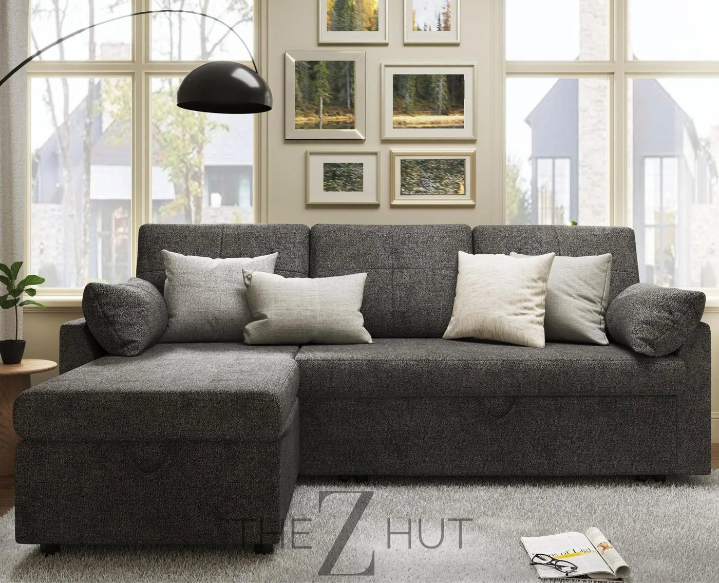 VanAcc Sleeper Sofa, Sofa Bed- 2 in 1 Pull Out Couch Bed with Storage Chaise for Living Room, White Sherpa Couch THE Z HUT