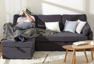 VanAcc Sleeper Sofa, Sofa Bed- 2 in 1 Pull Out Couch Bed with Storage Chaise for Living Room, White Sherpa Couch THE Z HUT