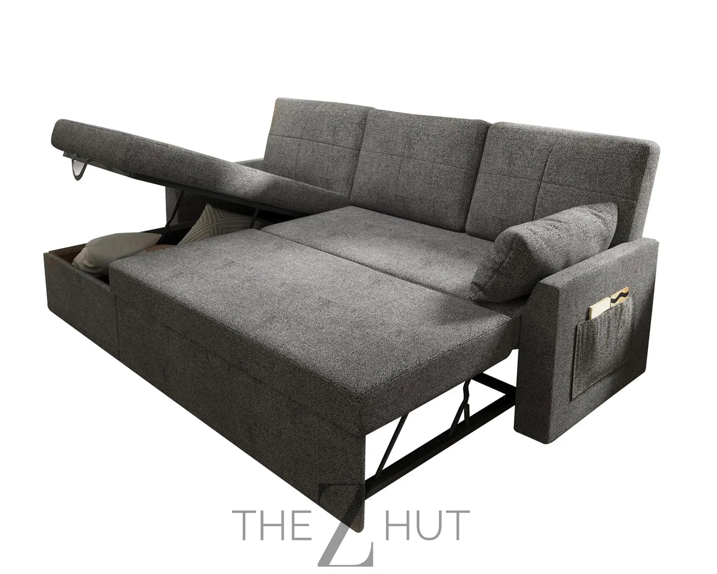 VanAcc Sleeper Sofa, Sofa Bed- 2 in 1 Pull Out Couch Bed with Storage Chaise for Living Room, White Sherpa Couch THE Z HUT