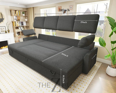 VanAcc Sleeper Sofa, Sofa Bed- 2 in 1 Pull Out Couch Bed with Storage Chaise for Living Room, White Sherpa Couch THE Z HUT