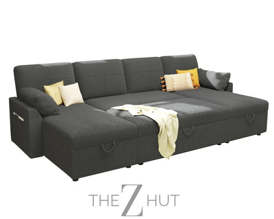 VanAcc Sleeper Sofa, Sofa Bed- 2 in 1 Pull Out Couch Bed with Storage Chaise for Living Room, White Sherpa Couch THE Z HUT