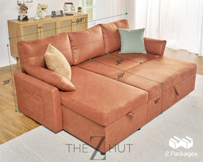 VanAcc Sleeper Sofa, Sofa Bed- 2 in 1 Pull Out Couch Bed with Storage Chaise for Living Room, White Sherpa Couch THE Z HUT