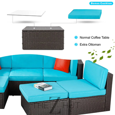 Vongrasig 6 Pieces Outdoor Patio Furniture Set, PE Wicker Rattan Sectional Sofa Patio Conversation Sets with Coffee Table for Garden, Backyard, Poolside (Beige) THE Z HUT