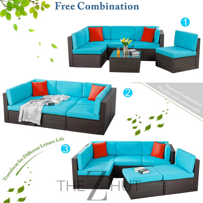 Vongrasig 6 Pieces Outdoor Patio Furniture Set, PE Wicker Rattan Sectional Sofa Patio Conversation Sets with Coffee Table for Garden, Backyard, Poolside (Beige) THE Z HUT