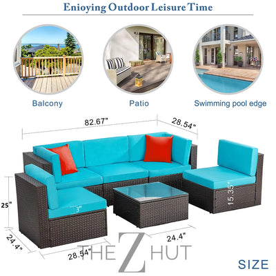Vongrasig 6 Pieces Outdoor Patio Furniture Set, PE Wicker Rattan Sectional Sofa Patio Conversation Sets with Coffee Table for Garden, Backyard, Poolside (Beige) THE Z HUT