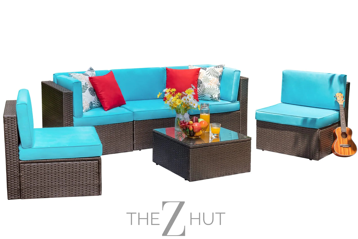 Vongrasig 6 Pieces Outdoor Patio Furniture Set, PE Wicker Rattan Sectional Sofa Patio Conversation Sets with Coffee Table for Garden, Backyard, Poolside (Beige) THE Z HUT