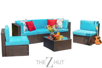 Vongrasig 6 Pieces Outdoor Patio Furniture Set, PE Wicker Rattan Sectional Sofa Patio Conversation Sets with Coffee Table for Garden, Backyard, Poolside (Beige) THE Z HUT
