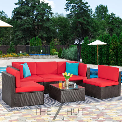 Vongrasig 6 Pieces Outdoor Patio Furniture Set, PE Wicker Rattan Sectional Sofa Patio Conversation Sets with Coffee Table for Garden, Backyard, Poolside (Beige) THE Z HUT