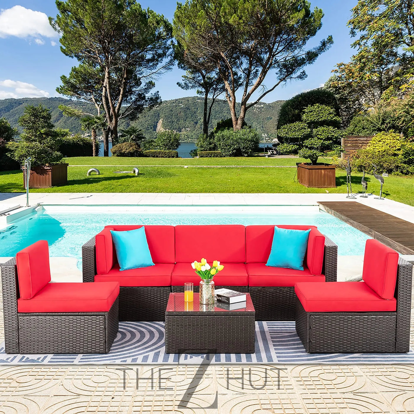Vongrasig 6 Pieces Outdoor Patio Furniture Set, PE Wicker Rattan Sectional Sofa Patio Conversation Sets with Coffee Table for Garden, Backyard, Poolside (Beige) THE Z HUT