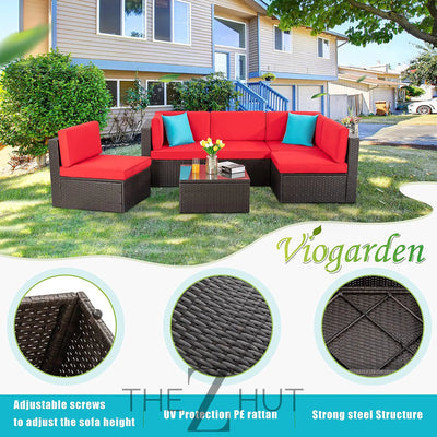 Vongrasig 6 Pieces Outdoor Patio Furniture Set, PE Wicker Rattan Sectional Sofa Patio Conversation Sets with Coffee Table for Garden, Backyard, Poolside (Beige) THE Z HUT