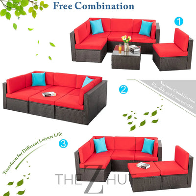 Vongrasig 6 Pieces Outdoor Patio Furniture Set, PE Wicker Rattan Sectional Sofa Patio Conversation Sets with Coffee Table for Garden, Backyard, Poolside (Beige) THE Z HUT