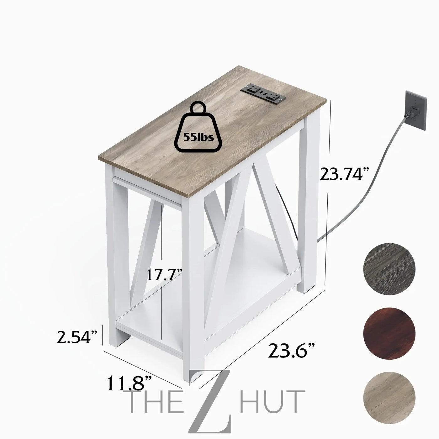 WLIVE End Tables Living Room Set of 2 with Charging Station, Sofa Side Tables with Open Storage Shelf, Slim Farmhouse End Table Sets, Greige THE Z HUT