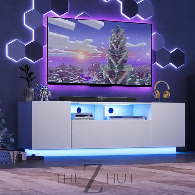 WLIVE TV Stand for 65 Inch TV, Modern Entertainment Center with LED, 58" TV Console with Storage Cabinet, TV Stands for Living Room, Black THE Z HUT