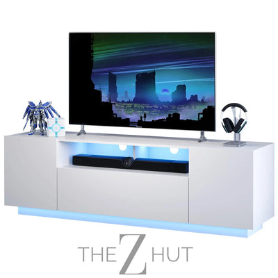 WLIVE TV Stand for 65 Inch TV, Modern Entertainment Center with LED, 58" TV Console with Storage Cabinet, TV Stands for Living Room, Black THE Z HUT
