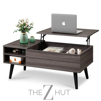 WLIVE Wood Lift Top Coffee Table with Hidden Compartment and Adjustable Storage Shelf, Lift Tabletop Dining Table for Home Living Room, Office, Rustic Oak THE Z HUT