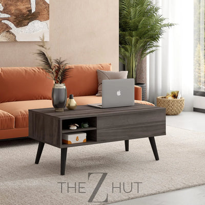 WLIVE Wood Lift Top Coffee Table with Hidden Compartment and Adjustable Storage Shelf, Lift Tabletop Dining Table for Home Living Room, Office, Rustic Oak THE Z HUT