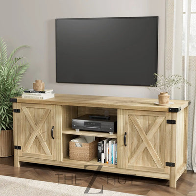 YESHOMY Modern Farmhouse TV Stand with Two Barn Doors and Storage Cabinets for Televisions up to 65+ Inch, Entertainment Center Console Table, Media Furniture for Living Room, 58 Inch, Gray Wash THE Z HUT
