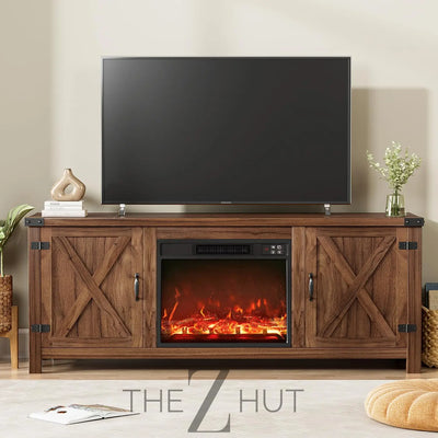YESHOMY Modern Farmhouse TV Stand with Two Barn Doors and Storage Cabinets for Televisions up to 65+ Inch, Entertainment Center Console Table, Media Furniture for Living Room, 58 Inch, Gray Wash THE Z HUT