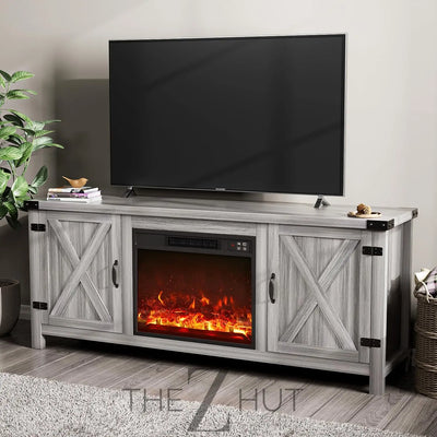 YESHOMY Modern Farmhouse TV Stand with Two Barn Doors and Storage Cabinets for Televisions up to 65+ Inch, Entertainment Center Console Table, Media Furniture for Living Room, 58 Inch, Gray Wash THE Z HUT