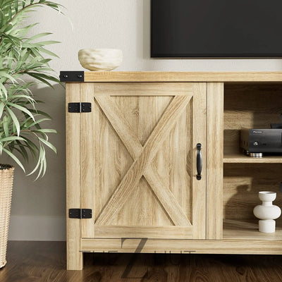 YESHOMY Modern Farmhouse TV Stand with Two Barn Doors and Storage Cabinets for Televisions up to 65+ Inch, Entertainment Center Console Table, Media Furniture for Living Room, 58 Inch, Gray Wash THE Z HUT