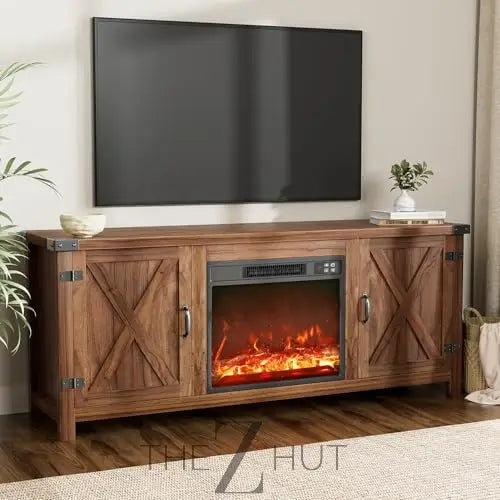 YESHOMY Modern Farmhouse TV Stand with Two Barn Doors and Storage Cabinets for Televisions up to 65+ Inch, Entertainment Center Console Table, Media Furniture for Living Room, 58 Inch, Gray Wash THE Z HUT