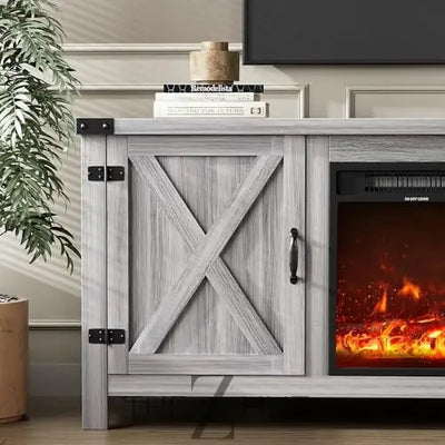 YESHOMY Modern Farmhouse TV Stand with Two Barn Doors and Storage Cabinets for Televisions up to 65+ Inch, Entertainment Center Console Table, Media Furniture for Living Room, 58 Inch, Gray Wash THE Z HUT