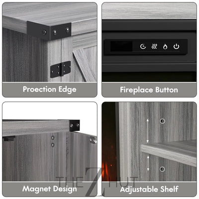 YESHOMY Modern Farmhouse TV Stand with Two Barn Doors and Storage Cabinets for Televisions up to 65+ Inch, Entertainment Center Console Table, Media Furniture for Living Room, 58 Inch, Gray Wash THE Z HUT