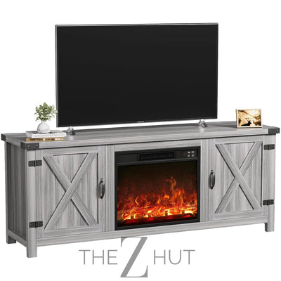 YESHOMY Modern Farmhouse TV Stand with Two Barn Doors and Storage Cabinets for Televisions up to 65+ Inch, Entertainment Center Console Table, Media Furniture for Living Room, 58 Inch, Gray Wash THE Z HUT