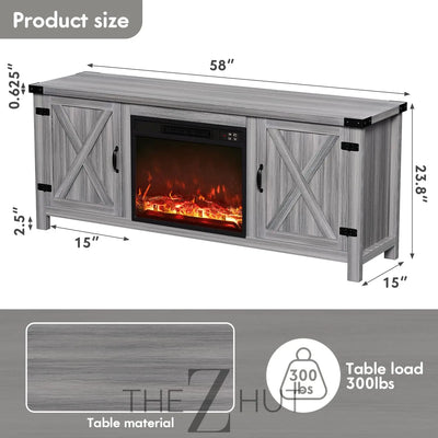 YESHOMY Modern Farmhouse TV Stand with Two Barn Doors and Storage Cabinets for Televisions up to 65+ Inch, Entertainment Center Console Table, Media Furniture for Living Room, 58 Inch, Gray Wash THE Z HUT