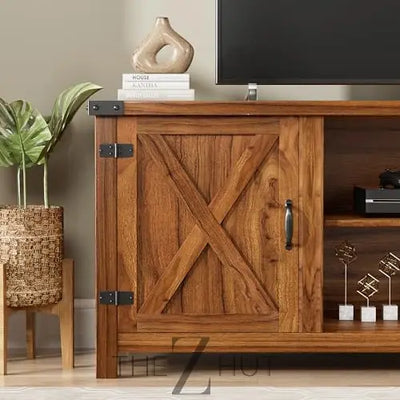YESHOMY Modern Farmhouse TV Stand with Two Barn Doors and Storage Cabinets for Televisions up to 65+ Inch, Entertainment Center Console Table, Media Furniture for Living Room, 58 Inch, Gray Wash THE Z HUT
