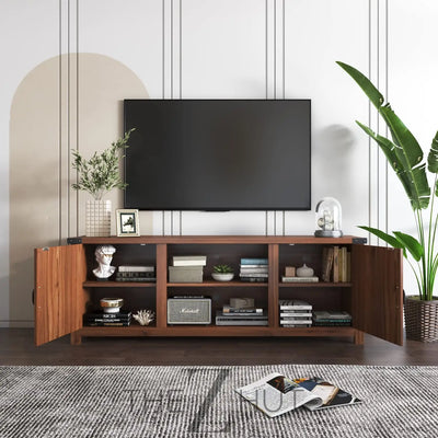 YESHOMY Modern Farmhouse TV Stand with Two Barn Doors and Storage Cabinets for Televisions up to 65+ Inch, Entertainment Center Console Table, Media Furniture for Living Room, 58 Inch, Gray Wash THE Z HUT
