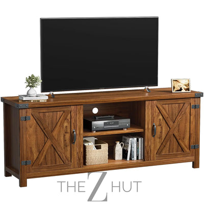 YESHOMY Modern Farmhouse TV Stand with Two Barn Doors and Storage Cabinets for Televisions up to 65+ Inch, Entertainment Center Console Table, Media Furniture for Living Room, 58 Inch, Gray Wash THE Z HUT