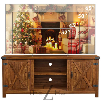 YESHOMY Modern Farmhouse TV Stand with Two Barn Doors and Storage Cabinets for Televisions up to 65+ Inch, Entertainment Center Console Table, Media Furniture for Living Room, 58 Inch, Gray Wash THE Z HUT