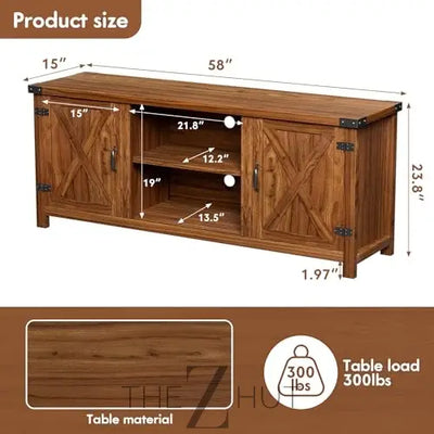 YESHOMY Modern Farmhouse TV Stand with Two Barn Doors and Storage Cabinets for Televisions up to 65+ Inch, Entertainment Center Console Table, Media Furniture for Living Room, 58 Inch, Gray Wash THE Z HUT