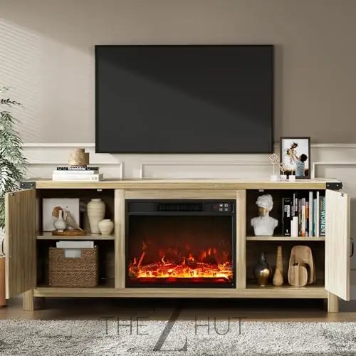YESHOMY Modern Farmhouse TV Stand with Two Barn Doors and Storage Cabinets for Televisions up to 65+ Inch, Entertainment Center Console Table, Media Furniture for Living Room, 58 Inch, Gray Wash THE Z HUT